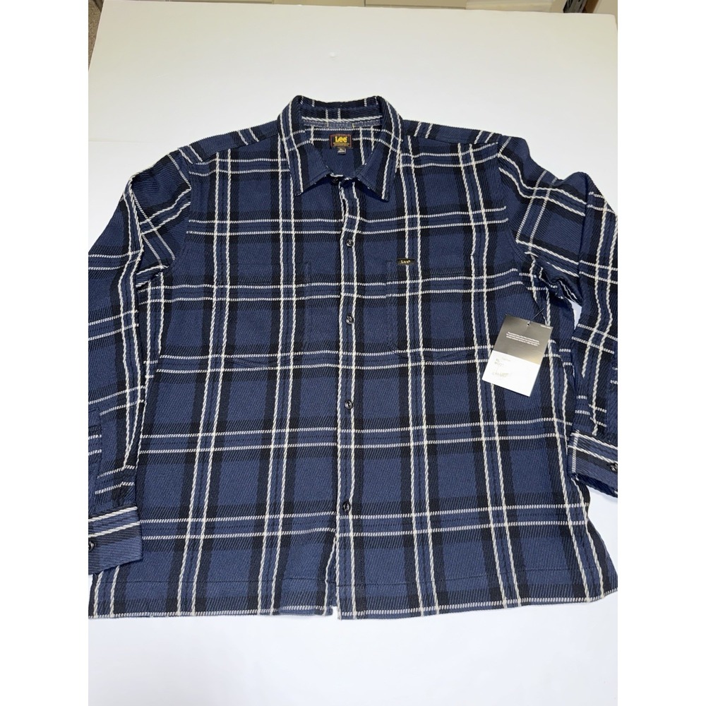 Lee Heritage Men XL Flannel Shirt Blue Plaid Button Down Long Sleeve Country NWT